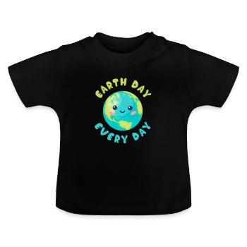 Jour de la Terre Jour de la Terre protège l'environnement - T-shirt bio col rond Bébé - noir - Devant