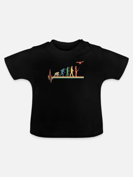 Battement de coeur rétro Drone Evolution - T-shirt bio col rond Bébé - noir