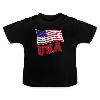 Amerika USA - Baby Bio-T-Shirt mit Rundhals - Schwarz - Vorne