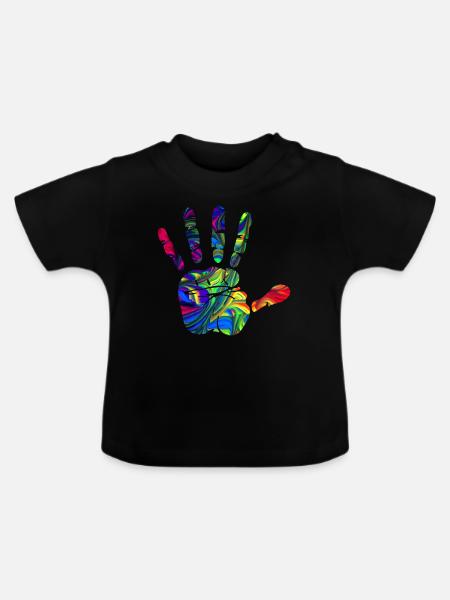 Hand - Baby Bio-T-Shirt mit Rundhals - Schwarz