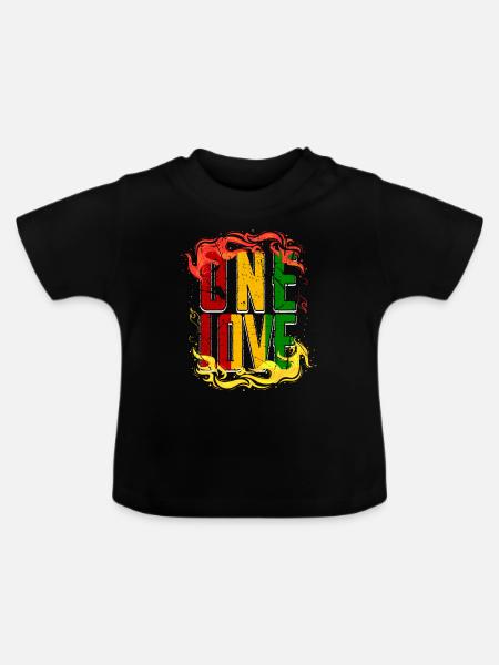 a love reggae colors cool gift - Baby Organic T-Shirt with Round Neck - black