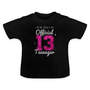 TEENAGER 13 ans 2007 13ème cadeau d'anniversaire - T-shirt bio col rond Bébé - noir - Devant