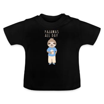 Pajamas all day. Sloth sleeper pajamas - Baby Organic T-Shirt with Round Neck - black - Front