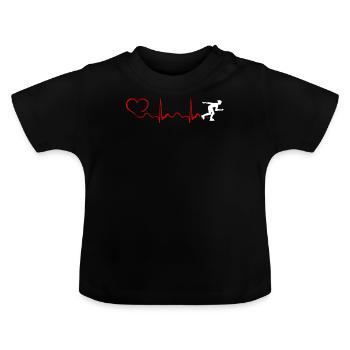 Roller Blade Heartbeat And Heart - Baby Organic T-Shirt with Round Neck - black - Front