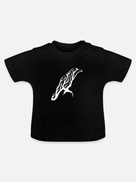 Rabe in weiß - Baby Bio-T-Shirt mit Rundhals - Schwarz