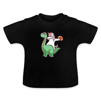 Cadeau de dinosaure football licorne fantaisie - T-shirt bio col rond Bébé - noir - Devant
