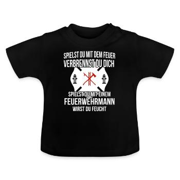Freiwillige Feuerwehr - Baby Bio-T-Shirt mit Rundhals - Schwarz - Vorne
