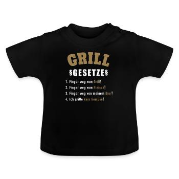 Barbecue Set Barbecue Gift Shirt - Baby Organic T-Shirt with Round Neck - black - Front