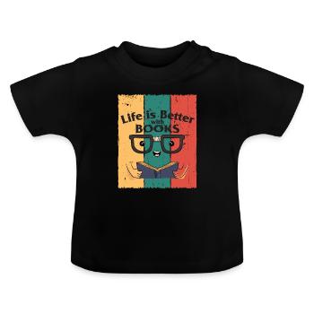 Bücher - Baby Bio-T-Shirt mit Rundhals - Schwarz - Vorne