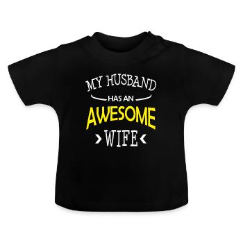 Chemise drôle mon mari mari - T-shirt bio col rond Bébé - noir - Devant