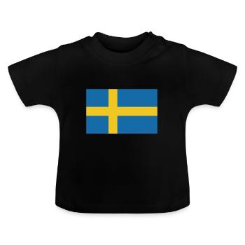 Flagge Schweden Flagge Sweden - Baby Bio-T-Shirt mit Rundhals - Schwarz - Vorne