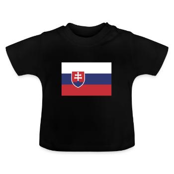 Flagge Slowakei Flagge Slovakia - Baby Bio-T-Shirt mit Rundhals - Schwarz - Vorne