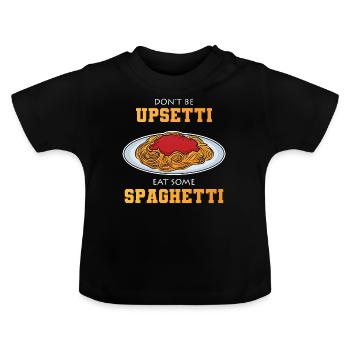 Spaghetti Funny - Baby Organic T-Shirt with Round Neck - black - Front
