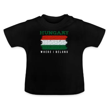 Hongrie - T-shirt bio col rond Bébé - noir - Devant