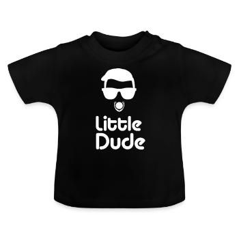 daddys little dude - Baby Bio-T-Shirt mit Rundhals - Schwarz - Vorne