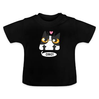 Katze omg - Baby Bio-T-Shirt mit Rundhals - Schwarz - Vorne