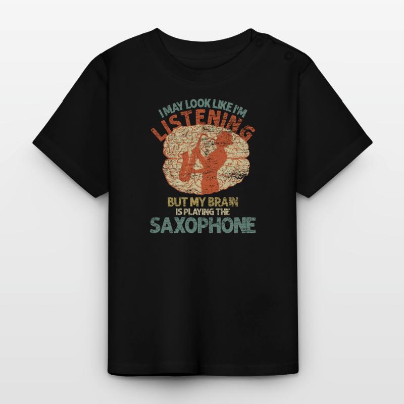 Testa di sassofono Maglietta ecologica con scollo rotondo per neonato