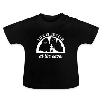 Das Leben ist besser in der Höhle Geschenk Hobby - Baby Bio-T-Shirt mit Rundhals - Schwarz - Vorne