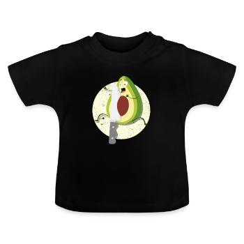 Avocado Funny Tasty knife food - Baby Organic T-Shirt with Round Neck - black - Front