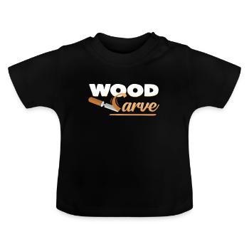 bois - T-shirt bio col rond Bébé - noir - Devant