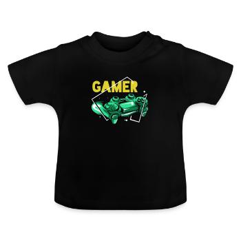 Gamer - Baby Organic T-Shirt with Round Neck - black - Front