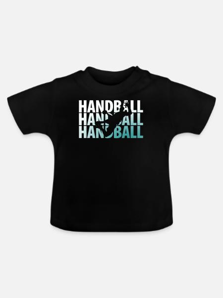 Handball Sprungwurf - Baby Bio-T-Shirt mit Rundhals - Schwarz