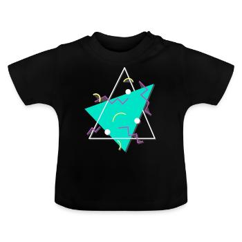 Formes de triangles typiques des années 80 - T-shirt bio col rond Bébé - noir - Devant