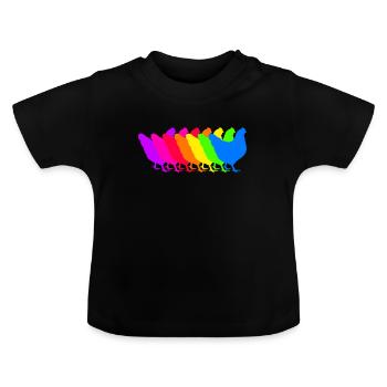 Colorful chicken troop - Baby Organic T-Shirt with Round Neck - black - Front
