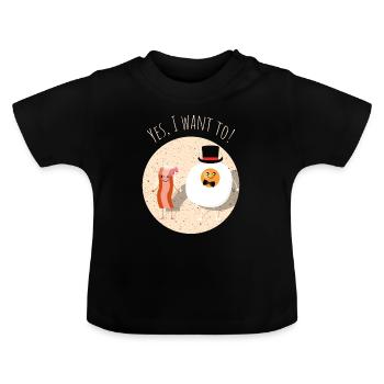 Speck Bacon Ei Lecker Essen Hochzeit Heiraten - Baby Bio-T-Shirt mit Rundhals - Schwarz - Vorne