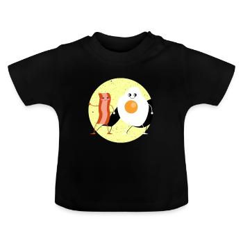 Speck Bacon Ei Lecker Lustig Essen Freunde - Baby Bio-T-Shirt mit Rundhals - Schwarz - Vorne