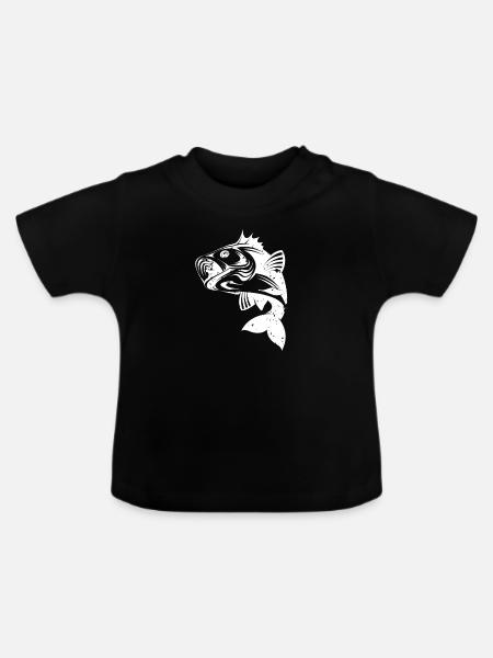 Fiske fiske fisker - Økologisk baby-T-skjorte med rund hals - svart