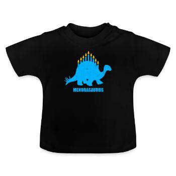 Menorasaurus Menorah Hanukkah Dinosaurier-Jude Channuk - Baby Bio-T-Shirt mit Rundhals - Schwarz - Vorne