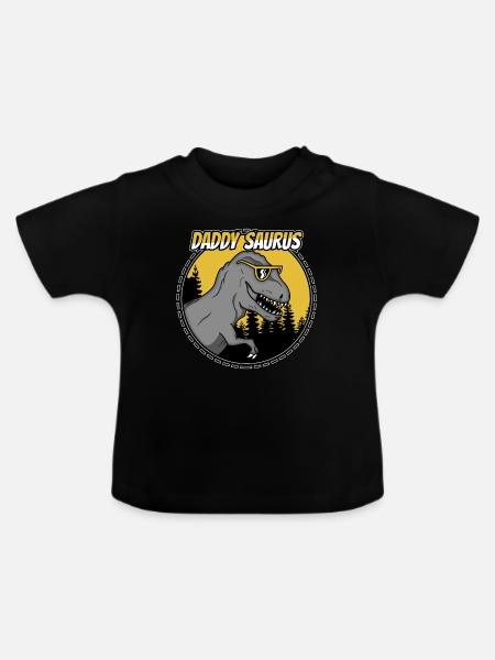 Regalo del dinosaurio papá papá TRex T-Rex del día del padre - Camiseta orgánica para bebé con cuello redondo - negro