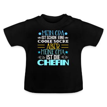 Opa und Oma - Baby Bio-T-Shirt mit Rundhals - Schwarz - Vorne