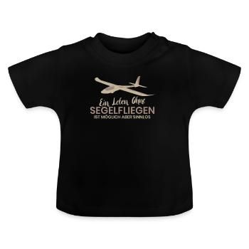 Segelfliegen Pilot Fliegen Flugplatz Segelflug - Baby Bio-T-Shirt mit Rundhals - Schwarz - Vorne