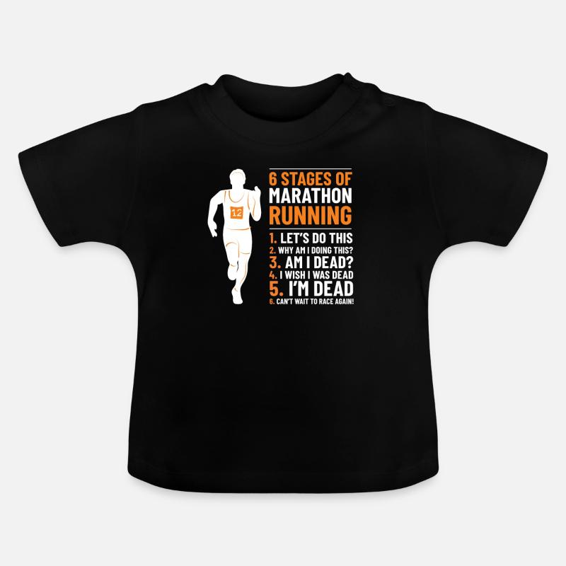 6 étapes de marathon course à pied - T-shirt bio col rond Bébé - noir