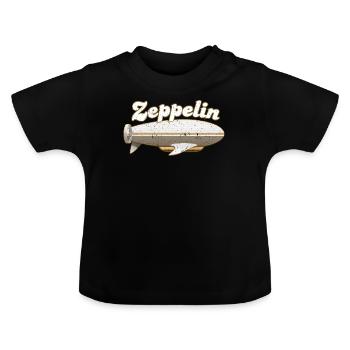 Zeppelin and airship - Baby Organic T-Shirt with Round Neck - black - Front