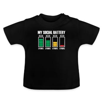 Introvertiert Social Battery Geschenkidee - Baby Bio-T-Shirt mit Rundhals - Schwarz - Vorne