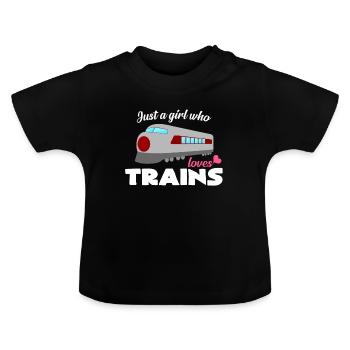 Ich mag Züge - Baby Bio-T-Shirt mit Rundhals - Schwarz - Vorne