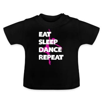 Manger dormir répéter - T-shirt bio col rond Bébé - noir - Devant