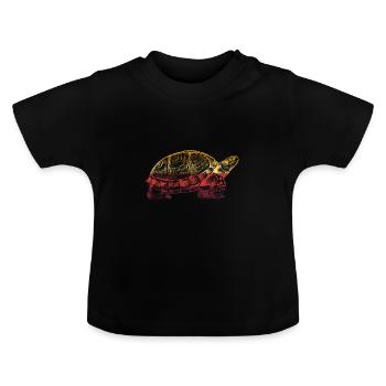 Cadeau de tortue Vintage Line Art Cool - T-shirt bio col rond Bébé - noir - Devant