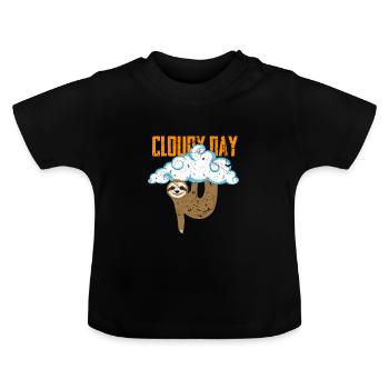 cadeau de paresse texturée nuageux - T-shirt bio col rond Bébé - noir - Devant