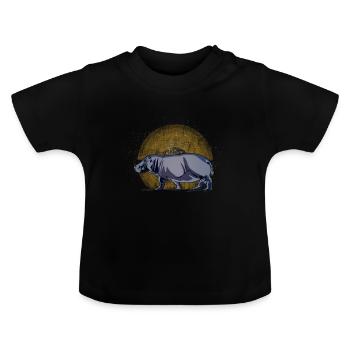 hippopotame - T-shirt bio col rond Bébé - noir - Devant