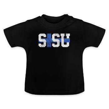 Sisu Finland Finnish Finnish - Baby Organic T-Shirt with Round Neck - black - Front