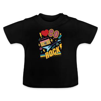 fête et jupe retro années 80 - T-shirt bio col rond Bébé - noir - Devant