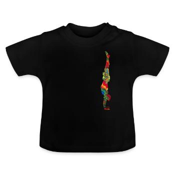 Stand de main coloré marbré - T-shirt bio col rond Bébé - noir - Devant