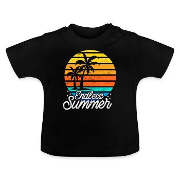 Tropischer Strand Sommerurlaub - Baby Bio-T-Shirt mit Rundhals - Schwarz - Vorne