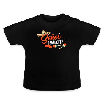 Programmer Senior Developer Programming - Baby Organic T-Shirt with Round Neck - black - Front