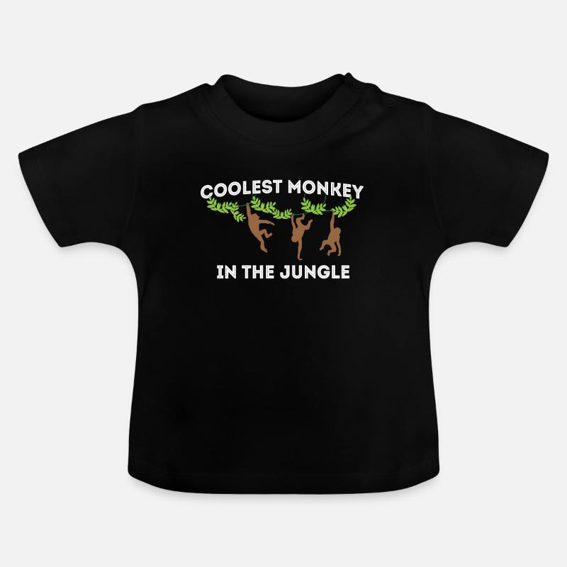 Cooler Affe Monkey - Baby Bio-T-Shirt mit Rundhals - Schwarz