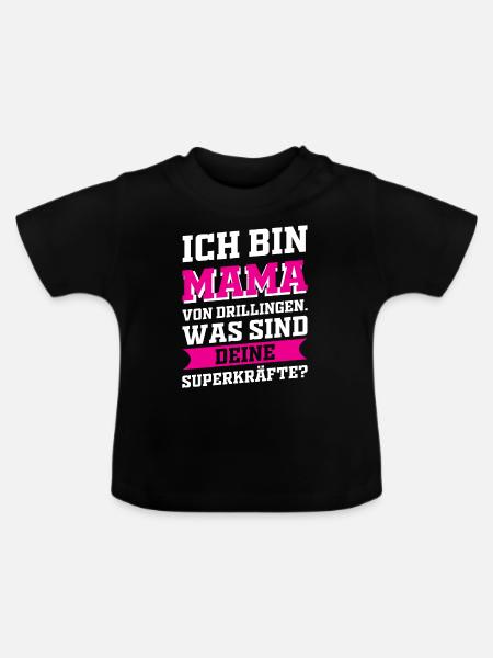 Mutter Mama Drillinge Liebe - Baby Bio-T-Shirt mit Rundhals - Schwarz